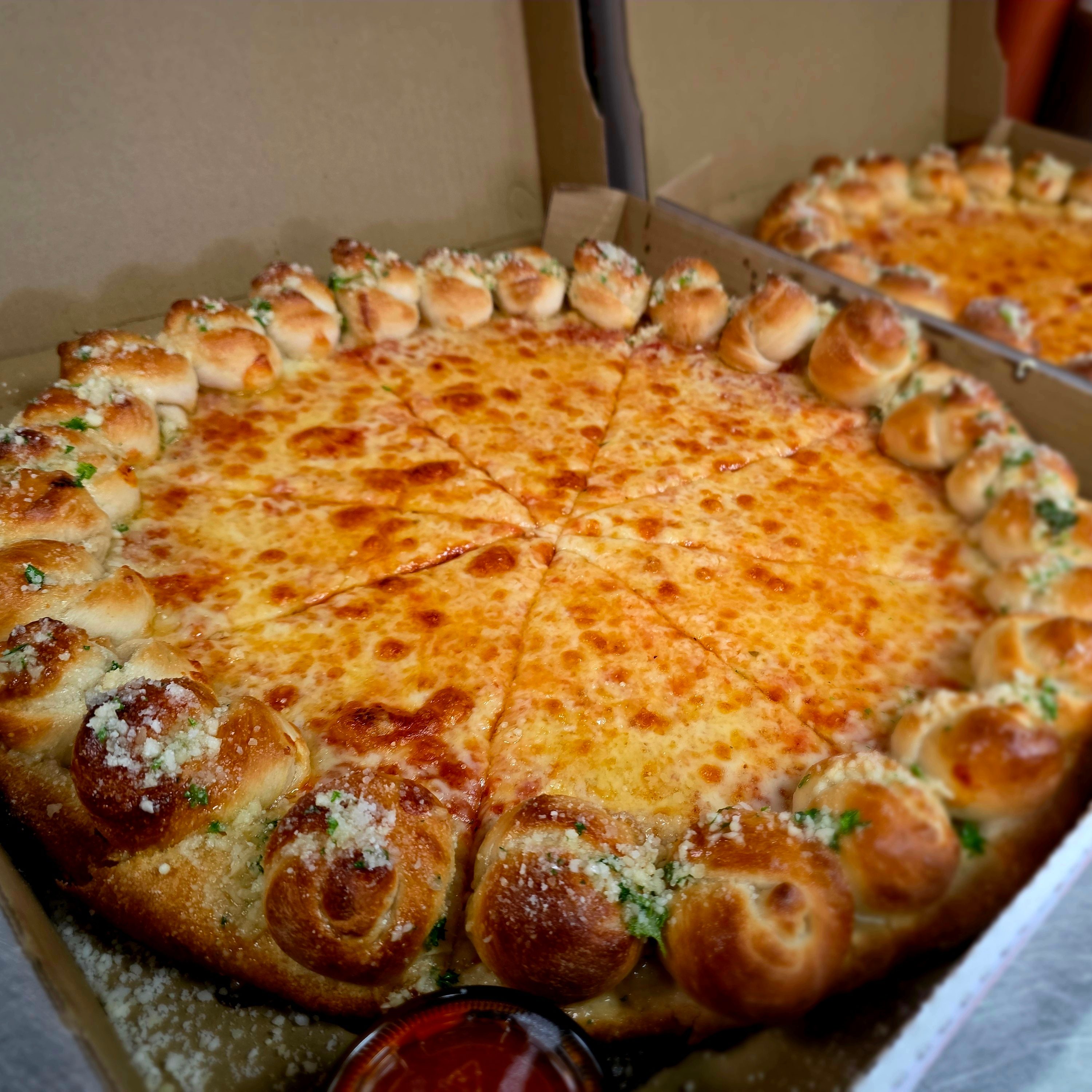 Garlic Knots Crust Pie.
