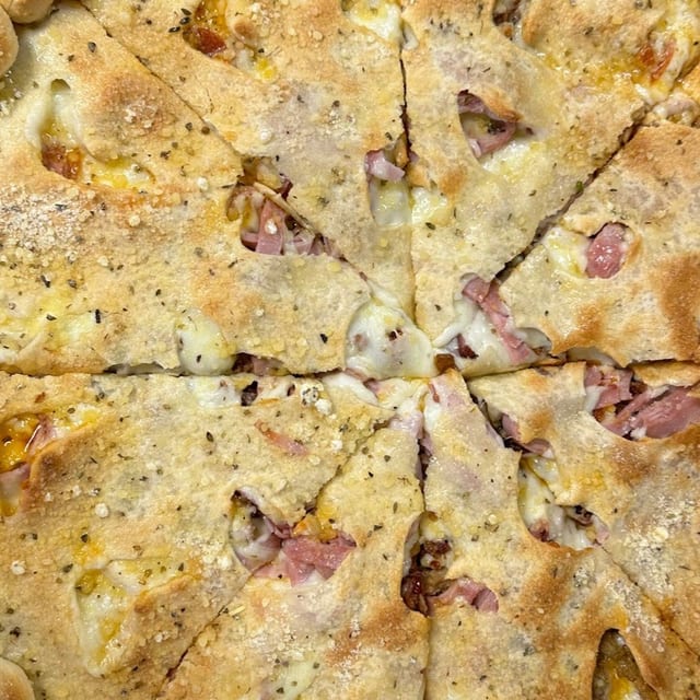 Stuffed Meat Lovers Garlic Knot Pizza.