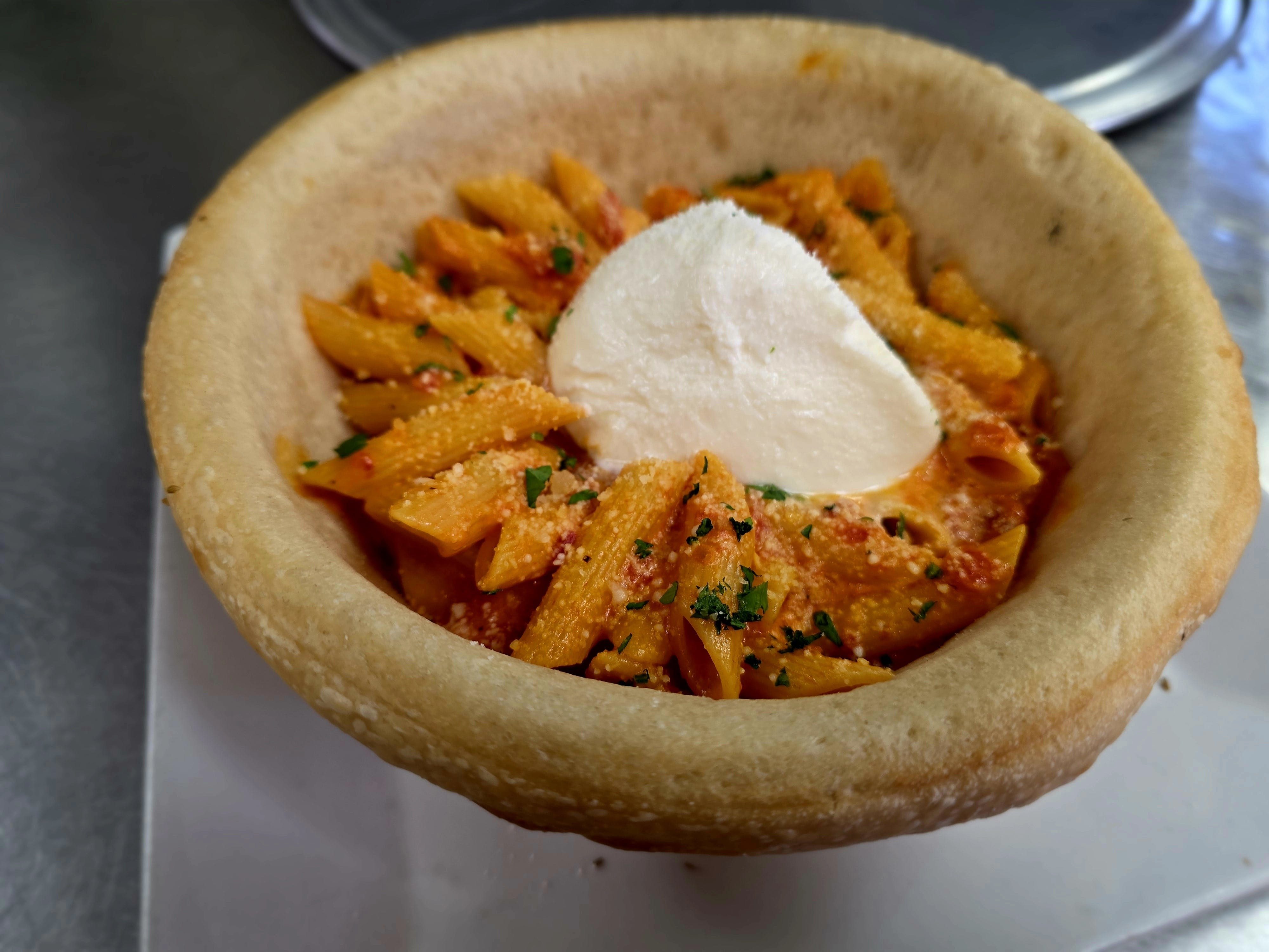 Pasta Bread Bowl Alla Vodka.