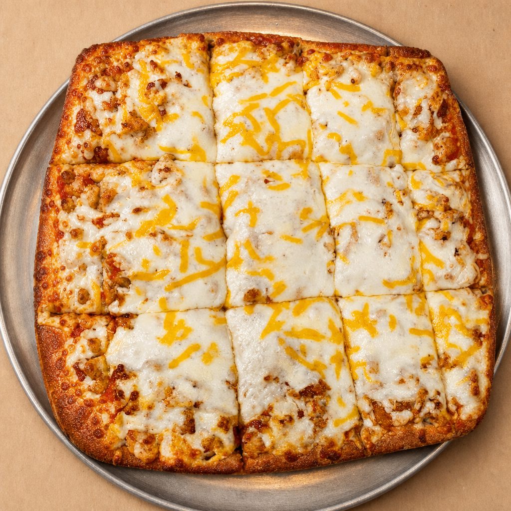 Chicken Bacon Ranch Sicilian Pizza.