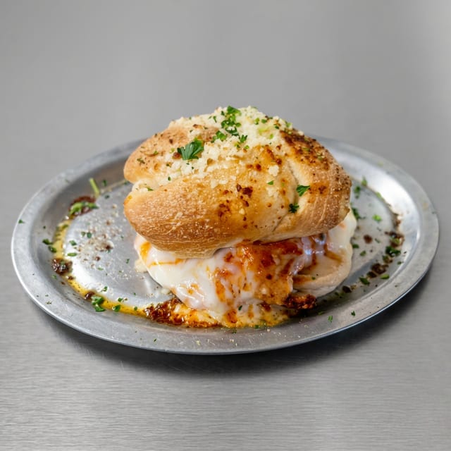 Chicken Chorizo Garlic Knots Sandwich.