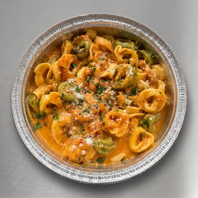 Cheese Tortellini in Vodka Sauce.