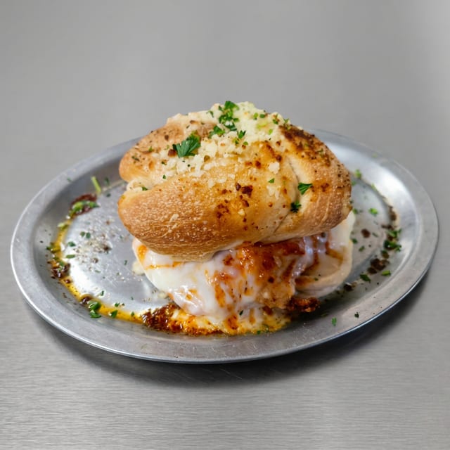 Chicken Parm Garlic Knots Sandwich.