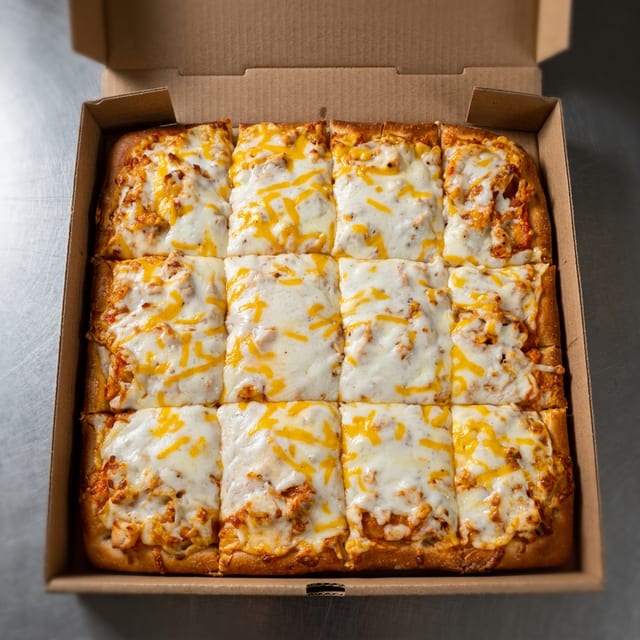 Chicken Bacon Ranch Sicilian Pizza.